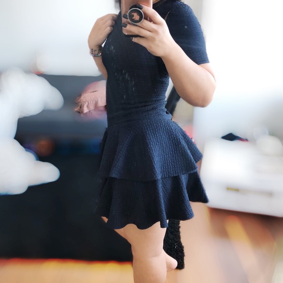 Rebecca Taylor navy blue ruffle dress - Picture 3 of 7